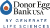 Logotipo do banco de óvulos doador dos EUA acima do texto que diz "Ao gerar ciências biológicas
